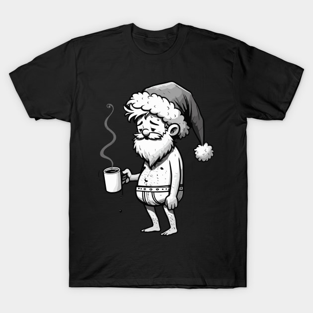 tired Santa Claus with coffee T-Shirt by ArtisticBox